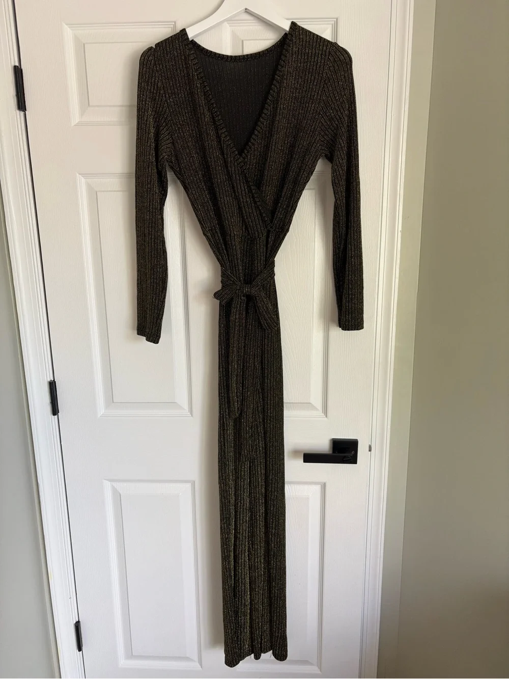 Amazon Gold-Thread Black Wrap Maxi Dress - Picture 2 of 4